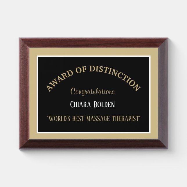 World's Best Massage Therapist Award Plaque (Horizontal)