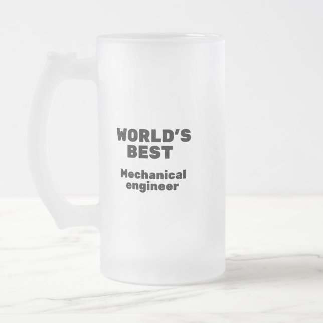 World's Best Mechanical Engineer Frosted Glass Beer Mug (Left)