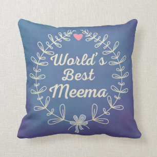 World's Best Meema Wreath Throw Pillow Gift