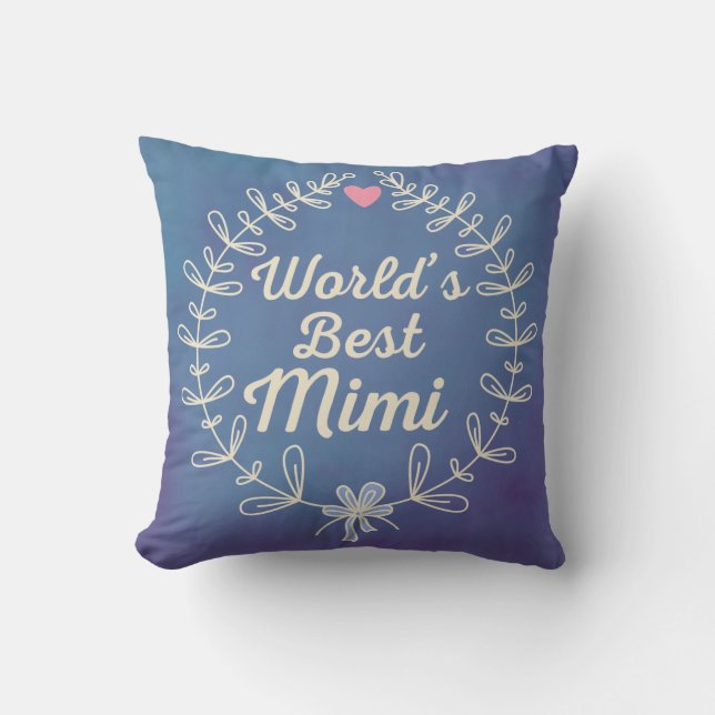 World's Best Mimi Beautiful Wreath Pillow (Front)
