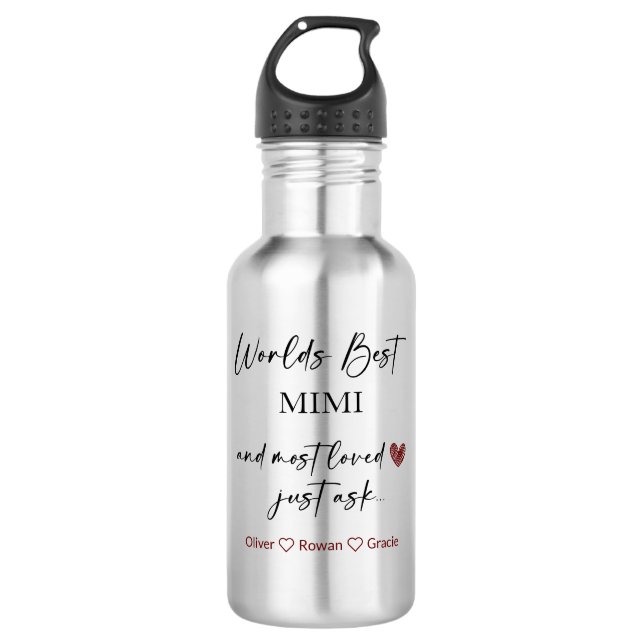 World's Best Mimi & Most Loved Water Bottle (Front)