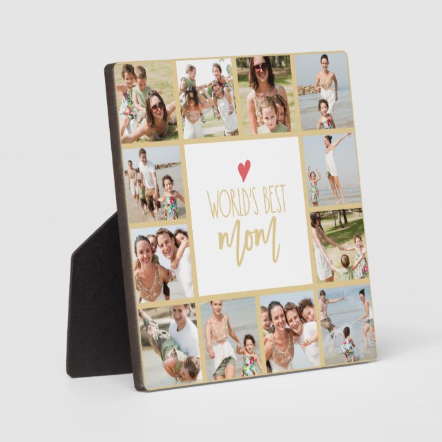 World's Best Mom 12 Photo Collage Plaque (Front)