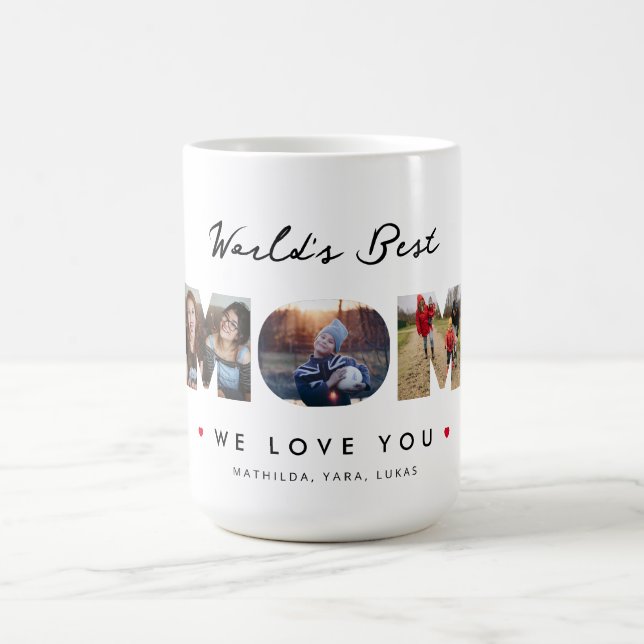 World's Best Mom 3 Photo Collage Coffee Mug (Center)