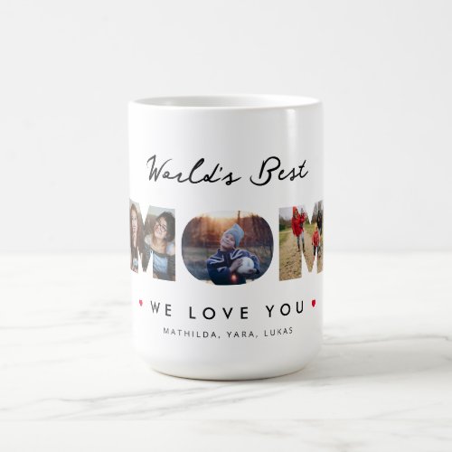 Worlds Best Mom 3 Photo Collage Coffee Mug