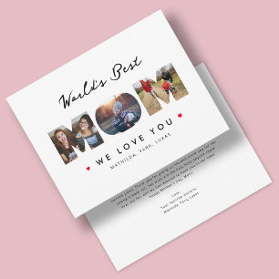 World's Best Mom 3 Photo Collage Hilarious Letter Card