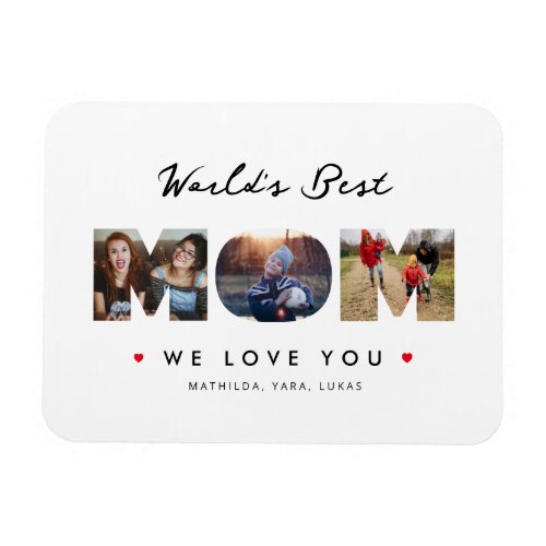 Worlds Best Mom 3 Photo Collage Magnet