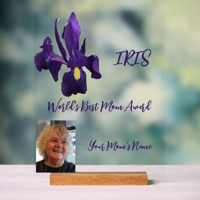 World's Best Mom Award Iris Acrylic Sign (Neutral)