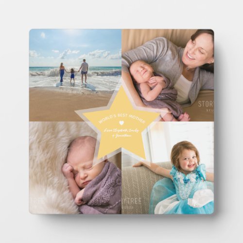 Worlds Best Mom Award Photo Collage Mothers Day Plaque
