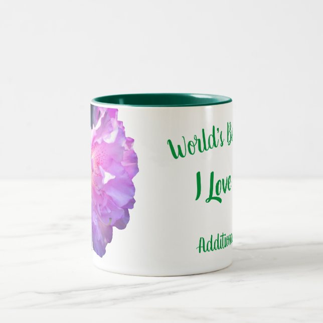 World's Best Mom Azalea Flower Personalized Two-Tone Coffee Mug (Center)