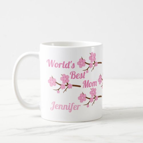 Worlds Best Mom Beautiful Mothers Day Photo Pink Coffee Mug