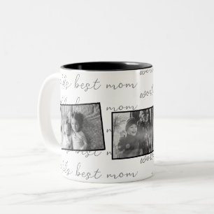 World's Best Mom Black and White Photos Two-Tone Coffee Mug