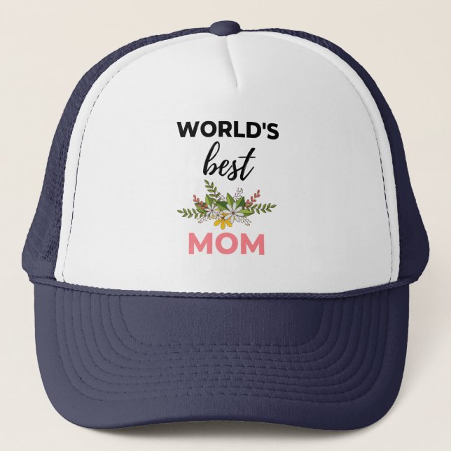 World's Best Mom black Trucker Hat (Front)