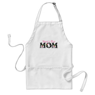 World's Best Mom Black with Pink Tulips Adult Apron