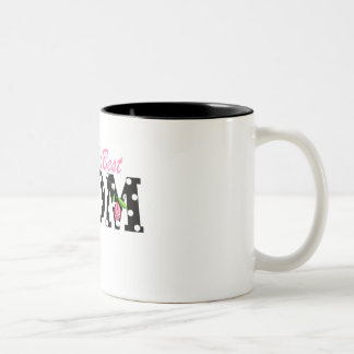 World's Best Mom Black with Pink Tulips Two-Tone Coffee Mug
