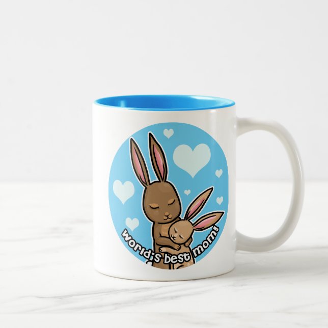 Worlds best Mom Bunny Two-Tone Coffee Mug (Right)
