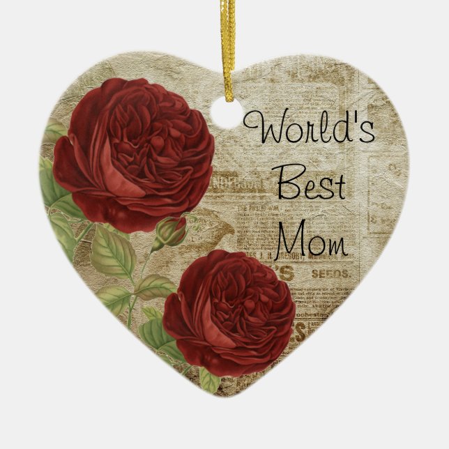 World's Best Mom Ceramic Ornament (Front)