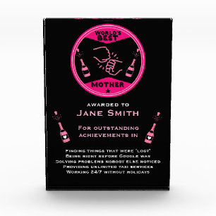 World's Best Mom Certificate Acrylic Award