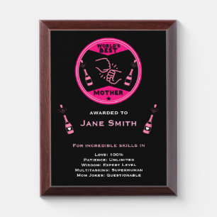 World's Best Mom Certificate Award Plaque