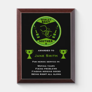 World's Best Mom Certificate Award Plaque