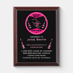 World's Best Mom Certificate Award Plaque