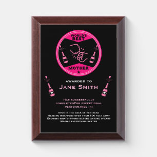 World's Best Mom Certificate Award Plaque