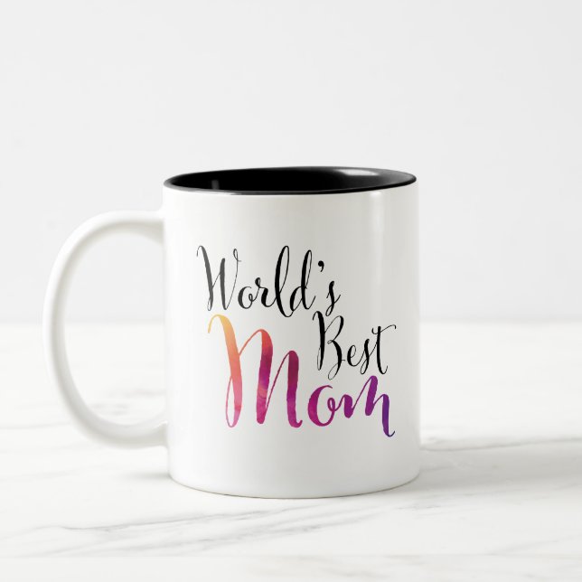 World's Best Mom (Colourful) Two-Tone Coffee Mug (Left)
