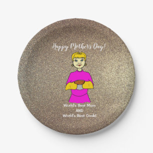 World's Best Mom Cook Blond Mother's Day Paper Plates