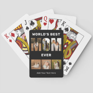 World's Best Mom Custom 6 Photo Black Poker Cards