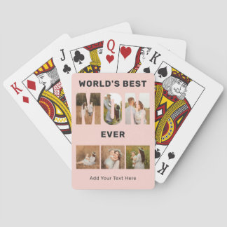 World's Best Mom Custom 6 Photo Pink  Poker Cards
