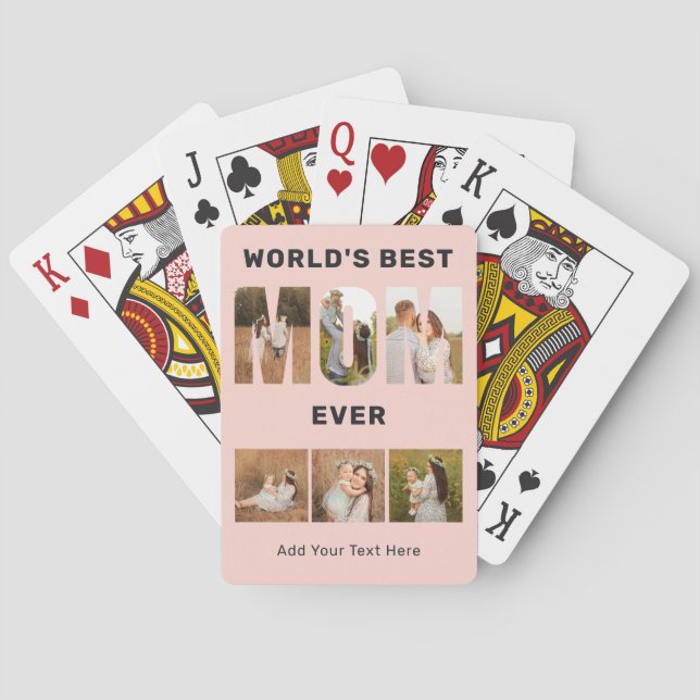World's Best Mom Custom 6 Photo Pink  Poker Cards (Back)