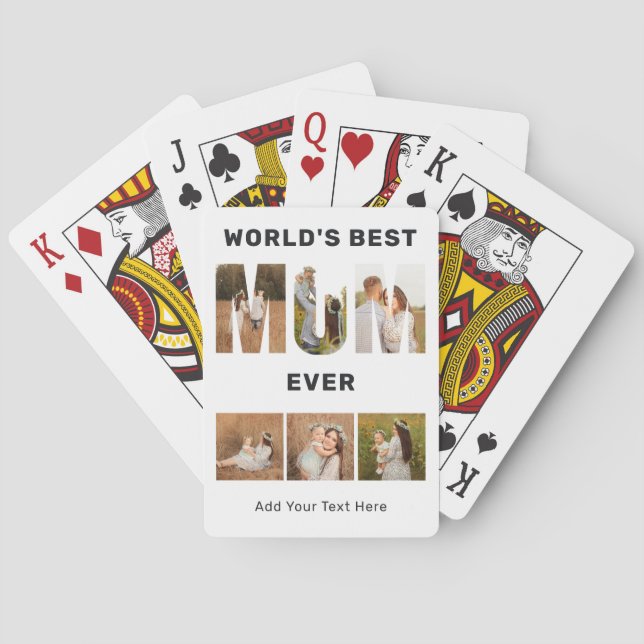 World's Best Mom Custom 6 Photo  Poker Cards (Back)