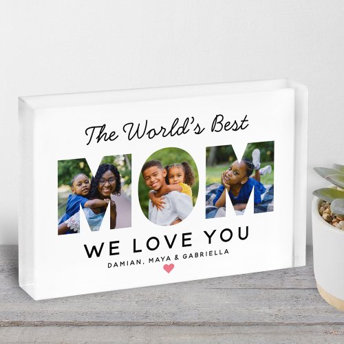 Worlds Best Mom Custom Family Collage Photo Block