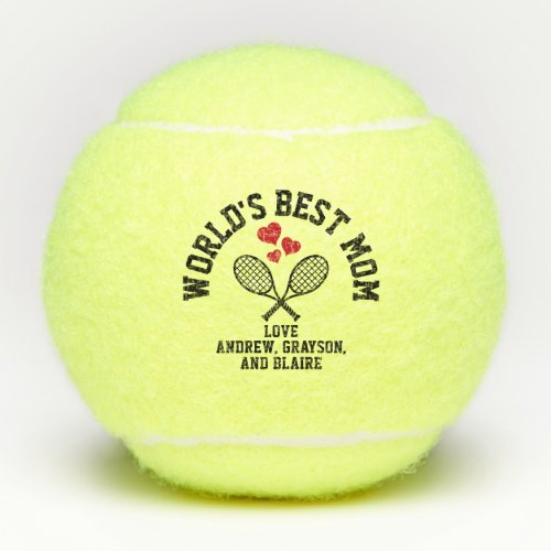 Worlds Best Mom Custom Personalized Names Tennis Balls