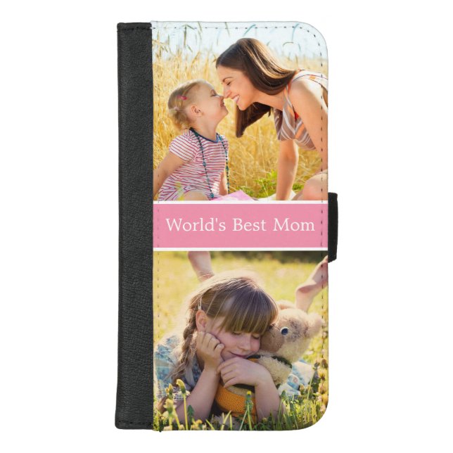 World's Best Mom Custom Photo Collage iPhone Wallet Case (Front)