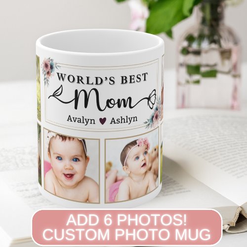 Worlds Best Mom Custom Photo Collage Mothers Day Coffee Mug