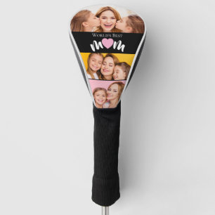 Worlds Best Mom Cute Heart Elegant 3 Custom Photo Golf Head Cover