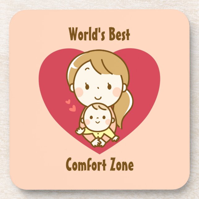 World's Best Mom Cute Mother's Day Kawaii Cartoon Beverage Coaster (Front)