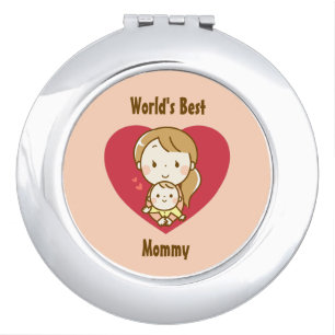 World's Best Mom Cute Mother's Day Kawaii Cartoon Compact Mirror