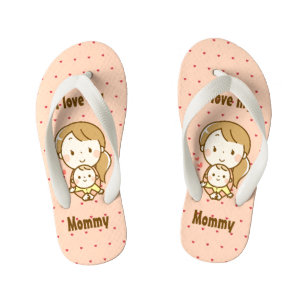 World's Best Mom Cute Mother's Day Kawaii Cartoon Kid's Flip Flops