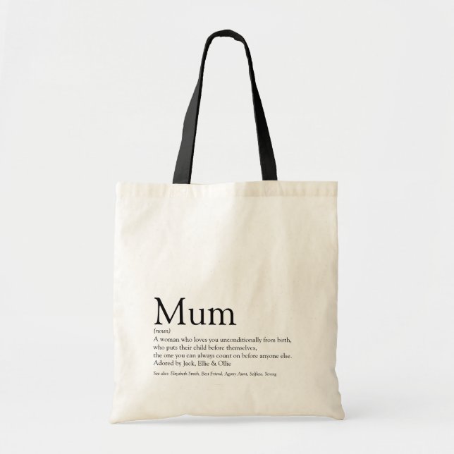 World's Best Mom Definition Quote Modern Tote Bag (Front)
