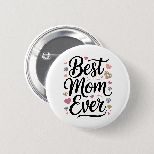 World's Best Mom Diamonds Button (Front & Back)