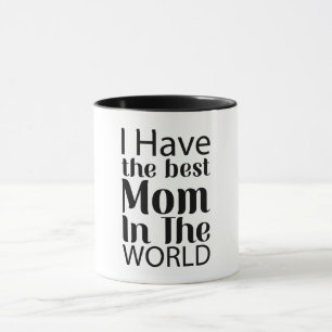 Worlds Best Mom Elegant Black and White Script Mug
