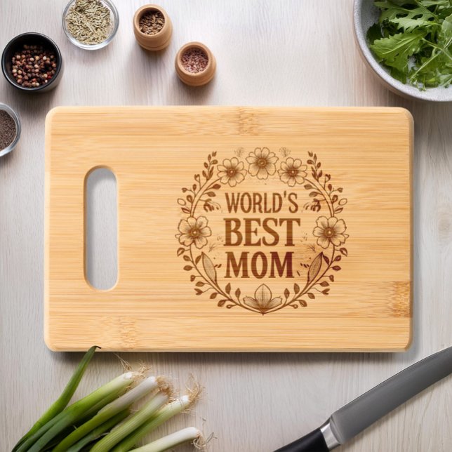  World's Best Mom Engraved Cutting Board (Creator Uploaded)