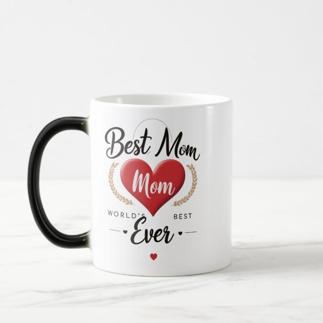 World's Best Mom Ever – Elegant Heart Morphing Mug (Left)