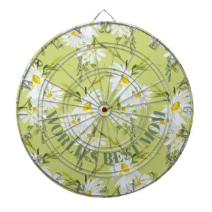 World's Best Mom Floral Botanical Daisy Dartboard