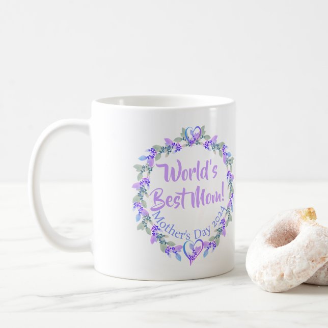 World's Best Mom Floral Gift Mug (With Donut)