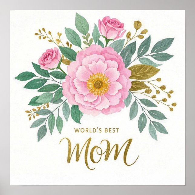 World's Best Mom Flowers  Poster (Front)
