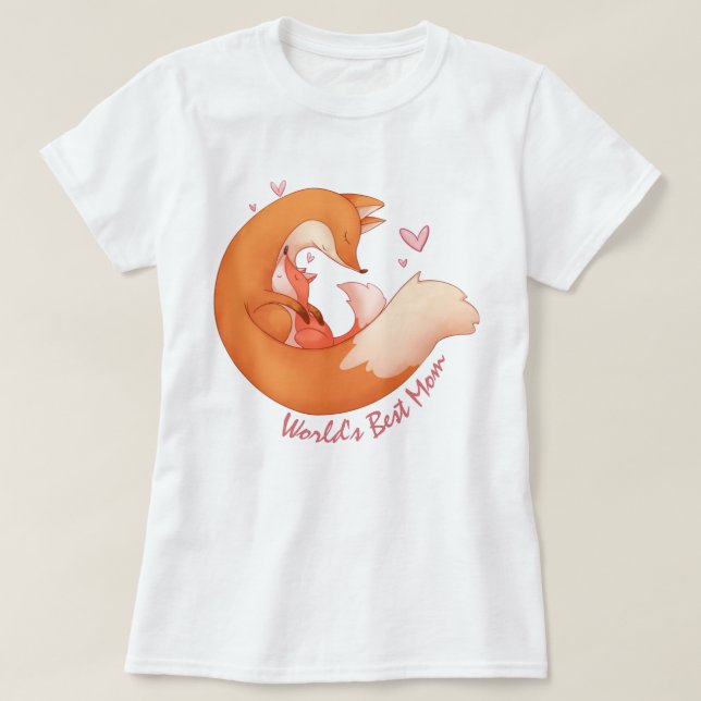 World's Best Mom - Fox Mom and Baby T-Shirt (Design Front)