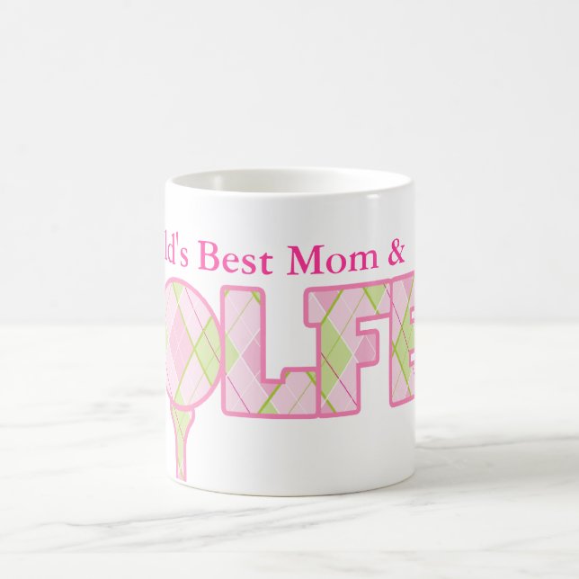 World's Best Mom & Golfer fun golfing pink mug (Center)