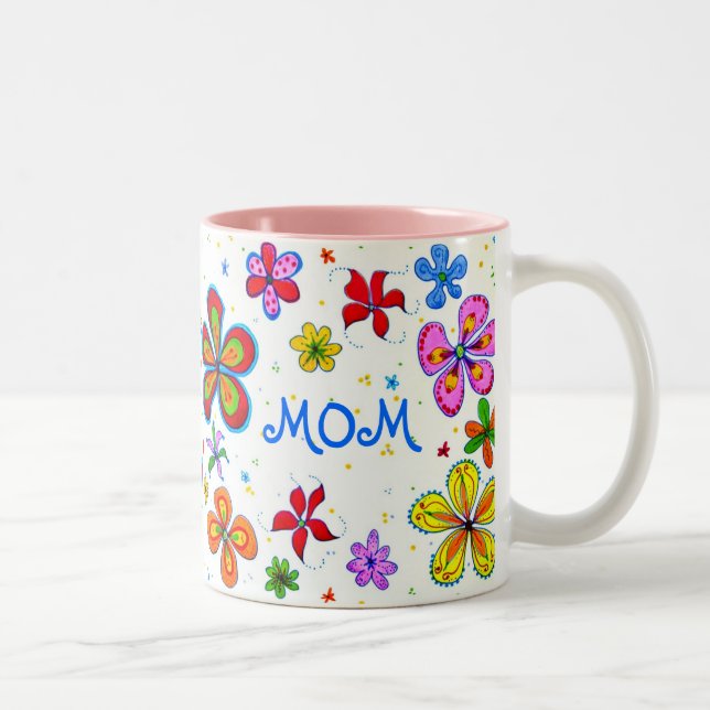 World's Best Mom Illustrated Two-Tone Coffee Mug (Right)